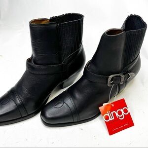 Dingo | Vintage Black Deer Tan Leather Booties